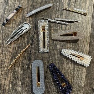 Elegant Hair Clip Set - Silver, Gold, Black, White